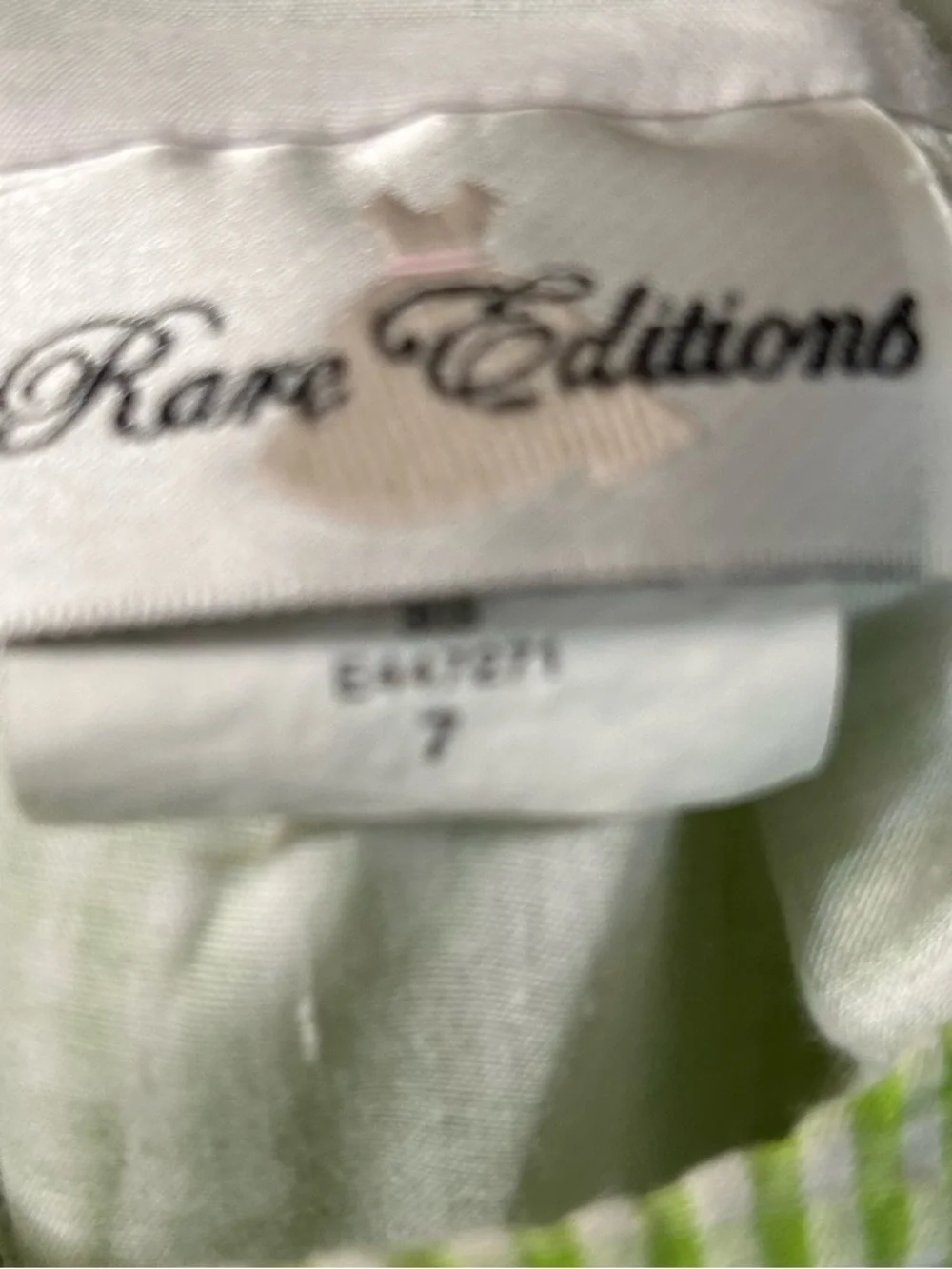 Rare Editions Green Gingham Dress Girls Size 7 Easter Spring Tulle Lined